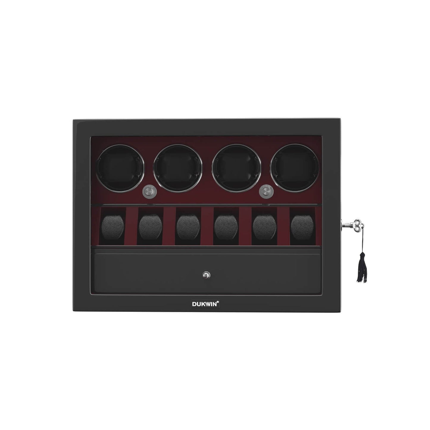 Uhrenbeweger 4 Uhren mit Display für 6 weitere Automatikuhren – Burl Rot Kollektion