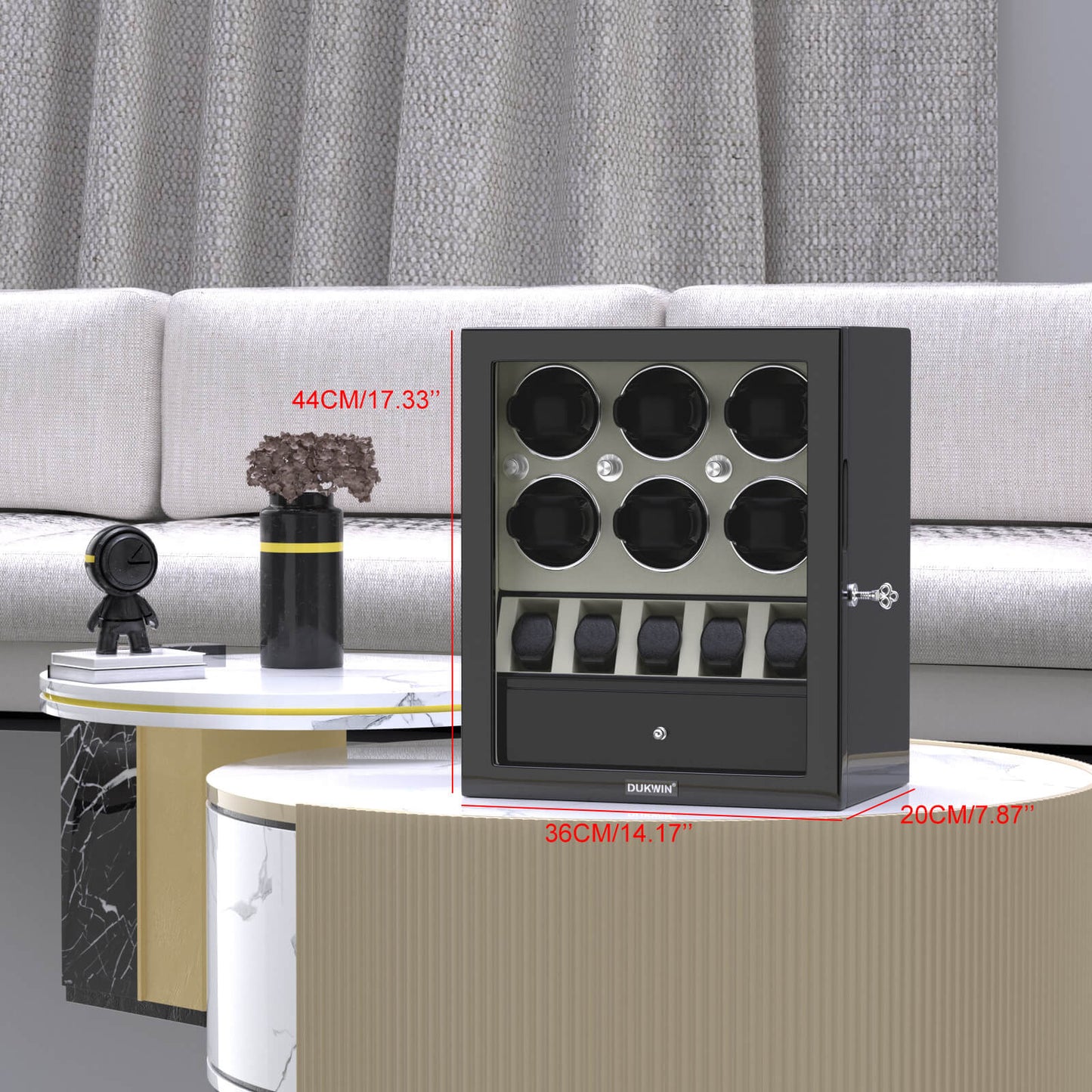 Uhrenbeweger 6 Uhren mit Display für 5 weitere Automatikuhren – Alabaster Weiß Kollektion
