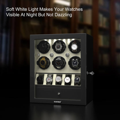 Uhrenbeweger 6 Uhren mit Display für 5 weitere Automatikuhren – Alabaster Weiß Kollektion