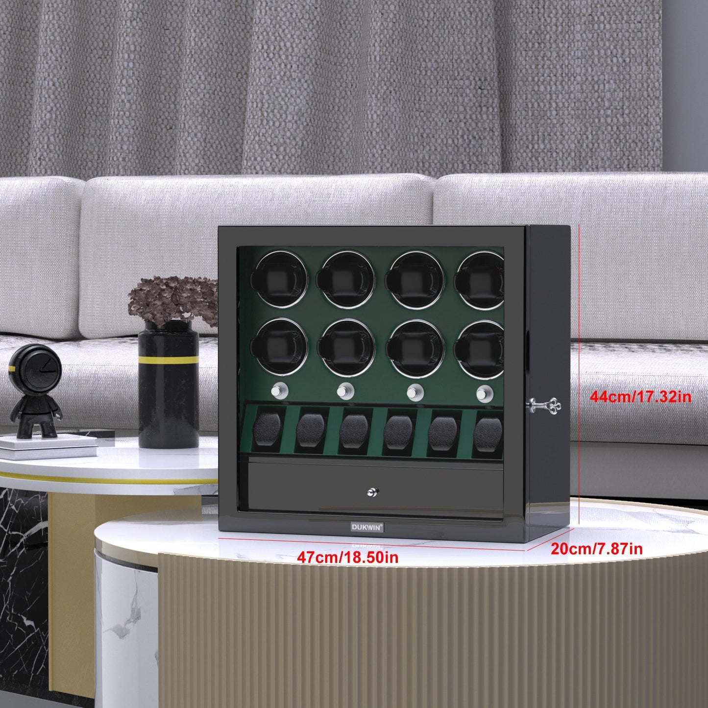 Uhrenbeweger 8 Uhren mit Display für 6 weitere Automatikuhren – Imperial Grün Kollektion