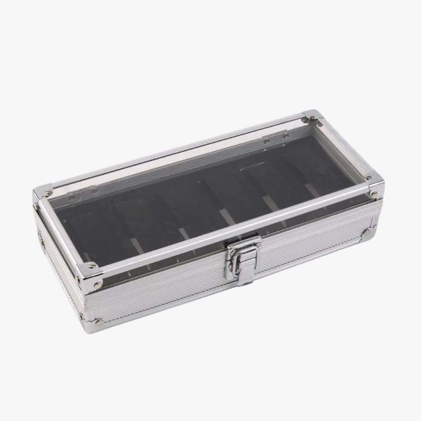 Brushed aluminum watch box - Shockproof storage case 6 to 12 slots - Automatic and quartz watch case