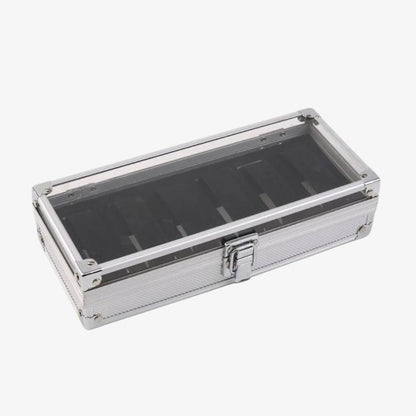 Brushed aluminum watch box - Shockproof storage case 6 to 12 slots - Automatic and quartz watch case