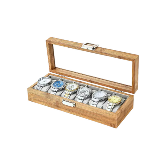 Boîte à Montre - 6 Emplacements – Bois – Intérieur Velours
