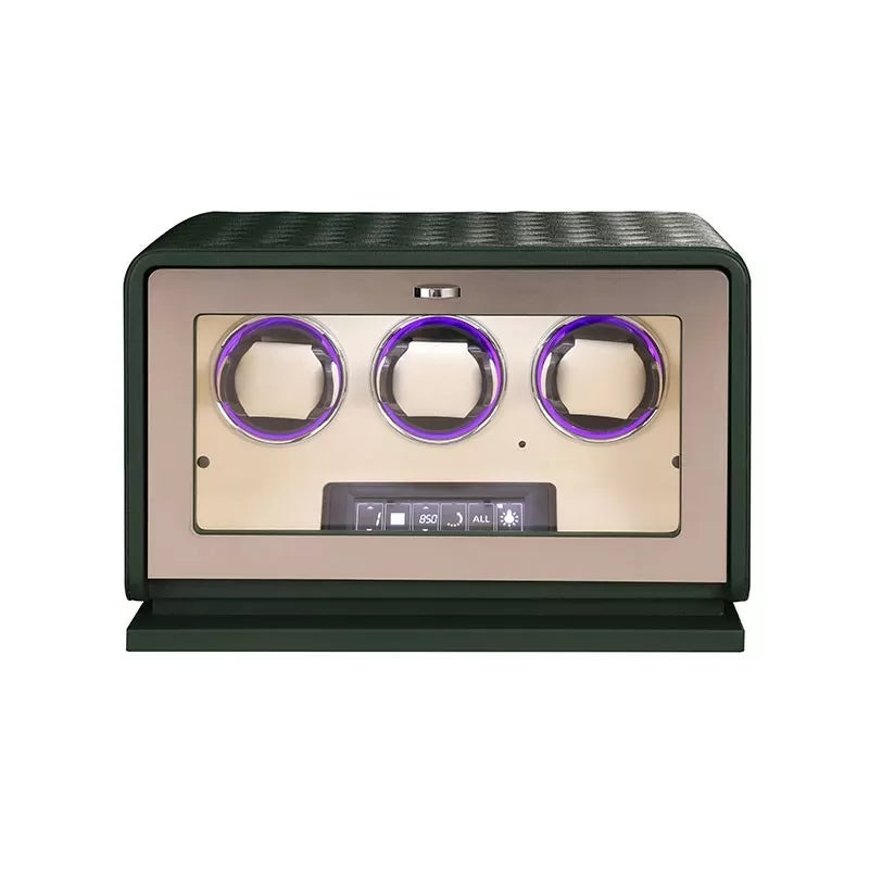 Remontoir Montre Automatique 3 Montres – Cuir Vert – Silencieux
