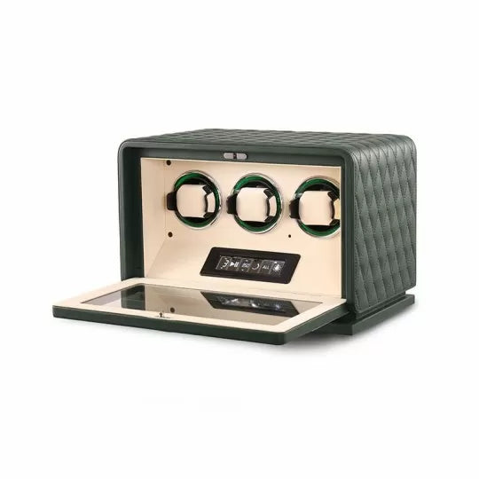Remontoir Montre Automatique 3 Montres – Cuir Vert – Silencieux
