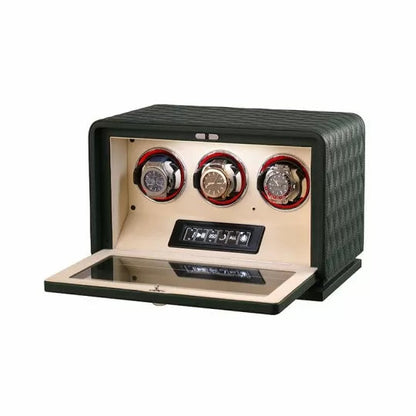 Remontoir Montre Automatique 3 Montres – Cuir Noir – Silencieux