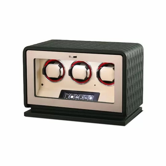 Remontoir Montre Automatique 3 Montres – Cuir Vert – Silencieux