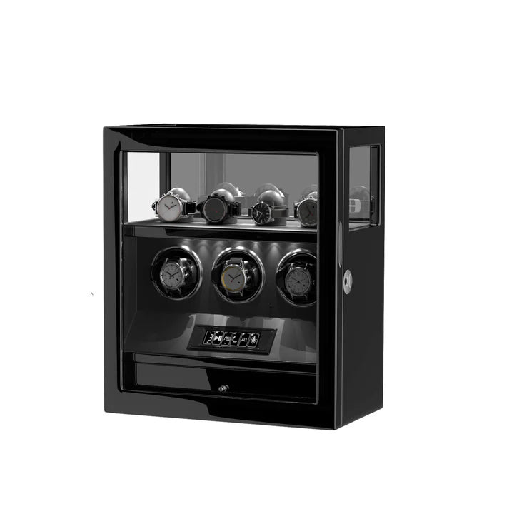 Automatischer Uhrenbeweger – geräuschlos – für 3 Uhren – Schwarz