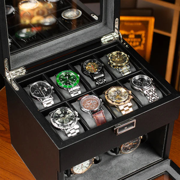 Remontoir Montre Automatique - Coffre à montres  Silencieux - 10 Montres - Noir