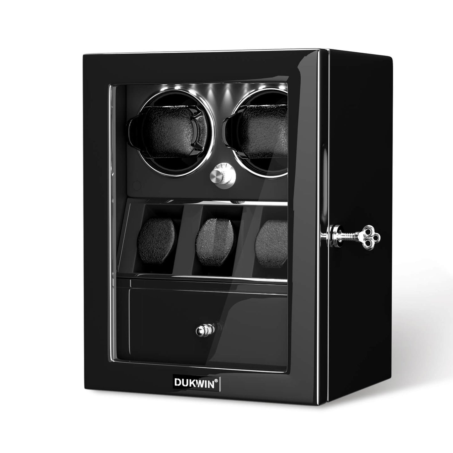 Uhrenbeweger 2 Uhren mit Display für 3 weitere Automatikuhren – Obsidian Schwarz