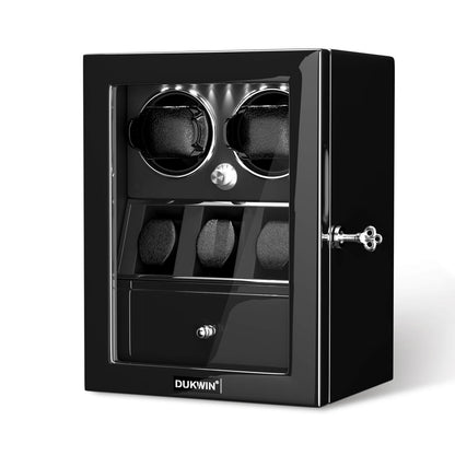 Uhrenbeweger 2 Uhren mit Display für 3 weitere Automatikuhren – Obsidian Schwarz