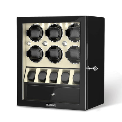 Uhrenbeweger 6 Uhren mit Display für 5 weitere Automatikuhren – Alabaster Weiß Kollektion