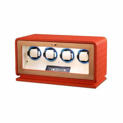 Remontoir Montre Automatique 4 Montres – Cuir Orange – Silencieux