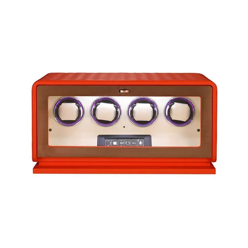 Remontoir Montre Automatique 4 Montres – Cuir Orange – Silencieux