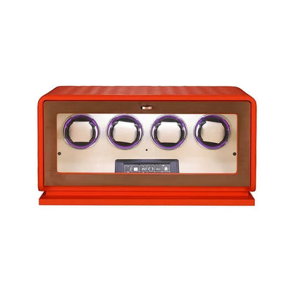 Remontoir Montre Automatique 4 Montres – Cuir Orange – Silencieux
