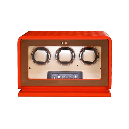 Remontoir Montre Automatique 3 Montres – Cuir orange – Silencieux