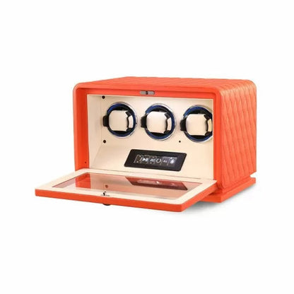 Remontoir Montre Automatique 3 Montres – Cuir orange – Silencieux