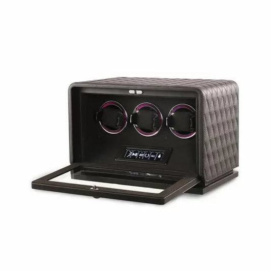 Automatischer Uhrenbeweger für 3 Uhren – Schwarzes Leder – Geräuschlos