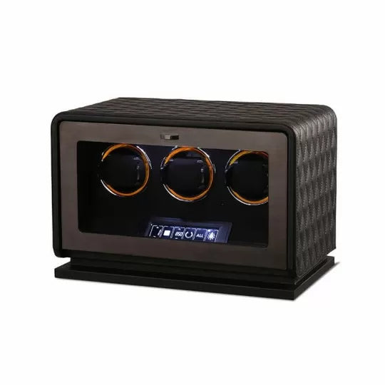 Remontoir Montre Automatique 3 Montres – Cuir Noir – Silencieux