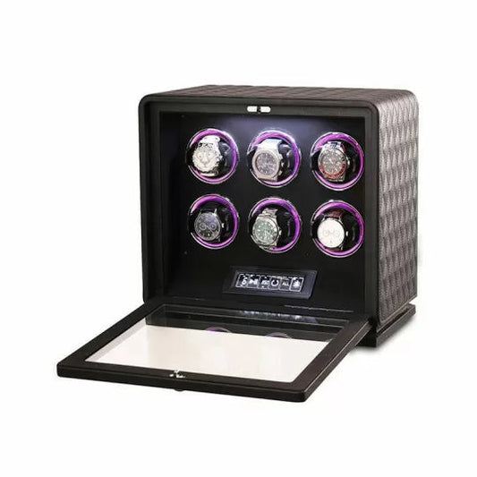 Remontoir Montre Automatique 6 Montres – Cuir Noir – Silencieux