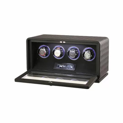 Remontoir Montre Automatique 4 Montres – Cuir Noir – Silencieux