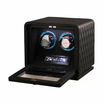 Remontoir Montre Automatique 2 Montres – Cuir Noir – Silencieux