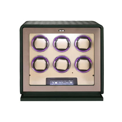 Automatischer Uhrenbeweger für 6 Uhren – Grünes Leder – Geräuschlos 