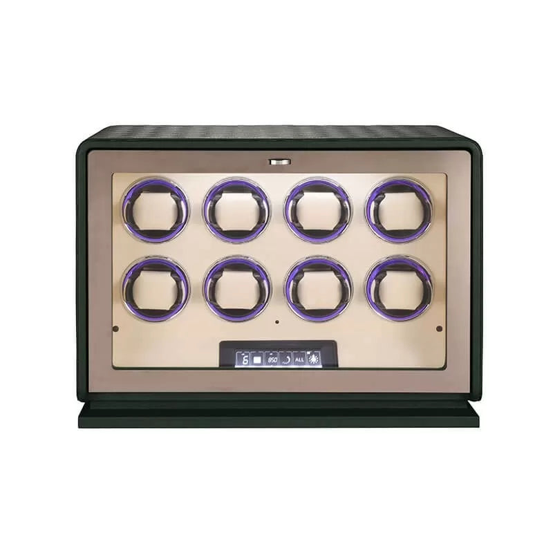 Automatischer Uhrenbeweger für 8 Uhren – Grünes Leder – Geräuschlos 