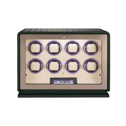 Automatischer Uhrenbeweger für 8 Uhren – Grünes Leder – Geräuschlos 