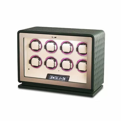 Automatischer Uhrenbeweger für 8 Uhren – Grünes Leder – Geräuschlos 