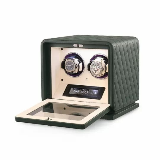 Remontoir Montre Automatique 2 Montres – Cuir Noir – Silencieux