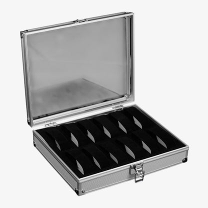 Brushed aluminum watch box - Shockproof storage case 6 to 12 slots - Automatic and quartz watch case