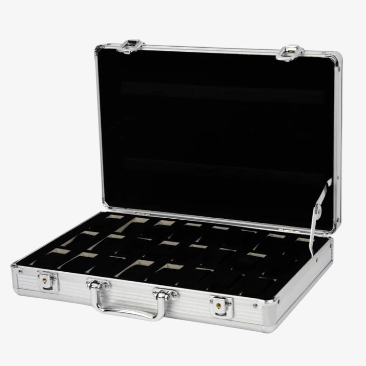 Brushed aluminum watch box - Shockproof storage case 6 to 12 slots - Automatic and quartz watch case
