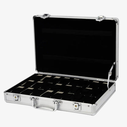 Brushed aluminum watch box - Shockproof storage case 6 to 12 slots - Automatic and quartz watch case