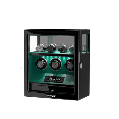 Uhrenbeweger 3 Uhren mit Fingerabdruck-Sperre und LCD-Touchscreen – Yacht Grün