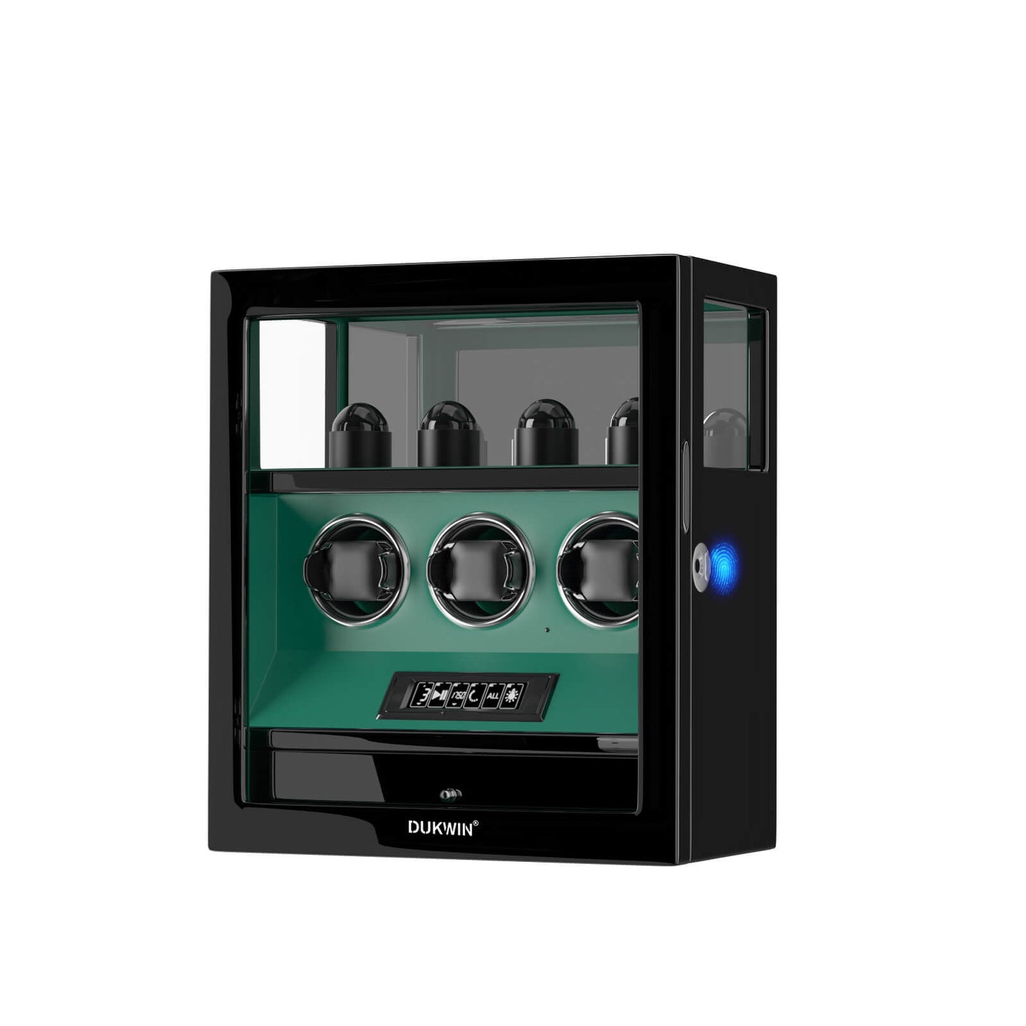 Uhrenbeweger 3 Uhren mit Fingerabdruck-Sperre und LCD-Touchscreen – Yacht Grün