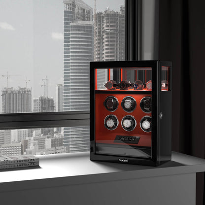 Uhrenbeweger 6 Uhren mit Fingerabdruck-Sperre, LCD-Touchscreen und patentiertem Design