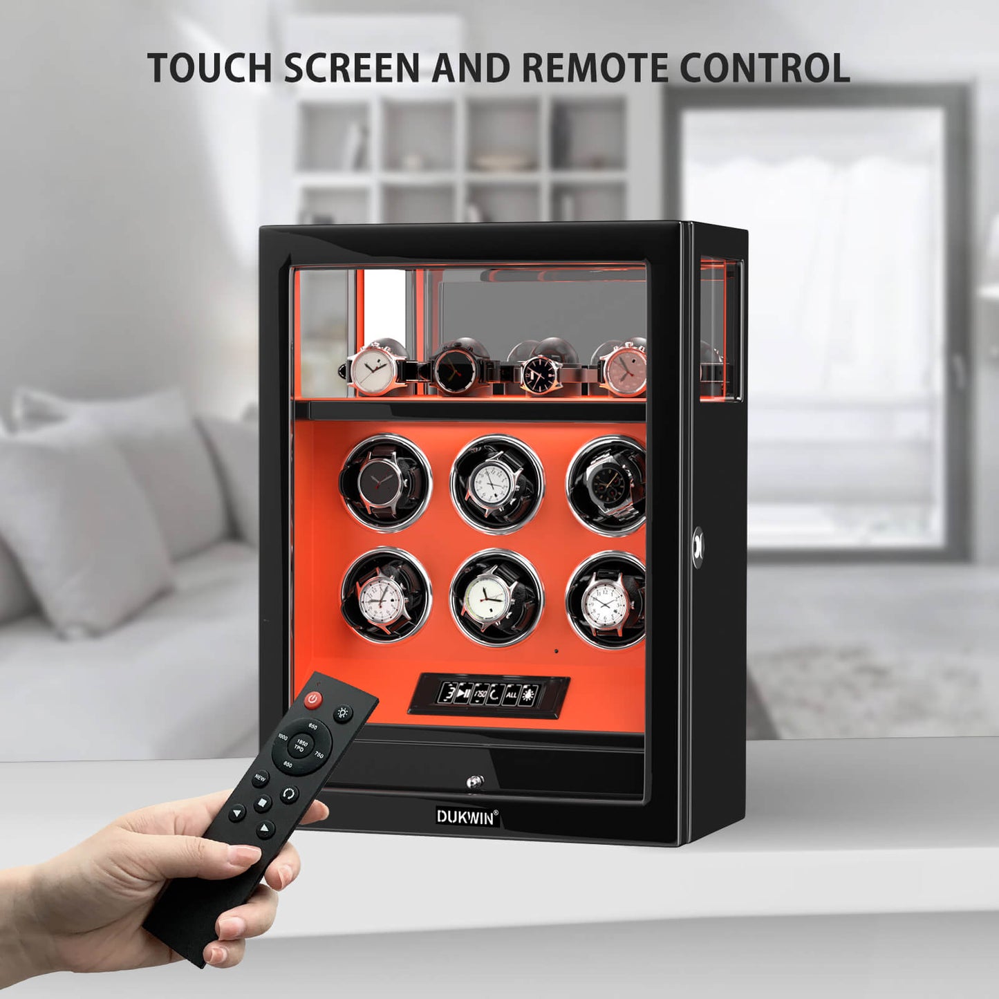 Uhrenbeweger 6 Uhren mit Fingerabdruck-Sperre, LCD-Touchscreen und patentiertem Design