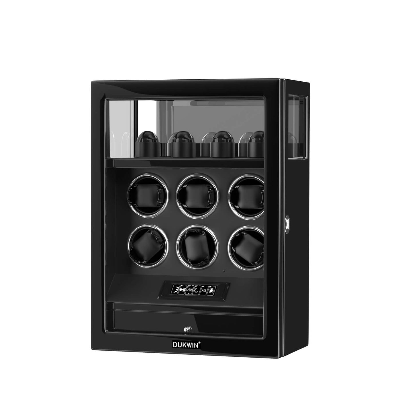 Uhrenbeweger 6 Uhren mit Fingerabdruck-Sperre und LCD-Touchscreen – Obsidian Schwarz