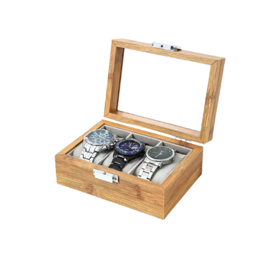 Boîte à Montre - 3 Emplacements – Bois – Intérieur Velours