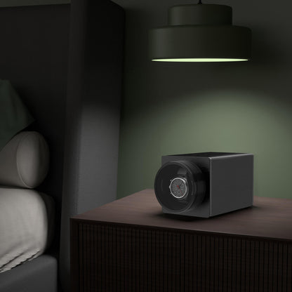 Automatik Uhrenbeweger 1 Uhr - Extrem Leiser Premium Uhrenbeweger für Rolex & Mechanische Uhren, Veganes Leder (Midnight Black)