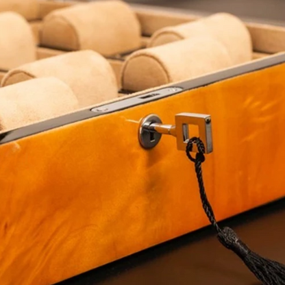 Uhrenbox – 12 Fächer – Holz – Samt-Innenausstattung