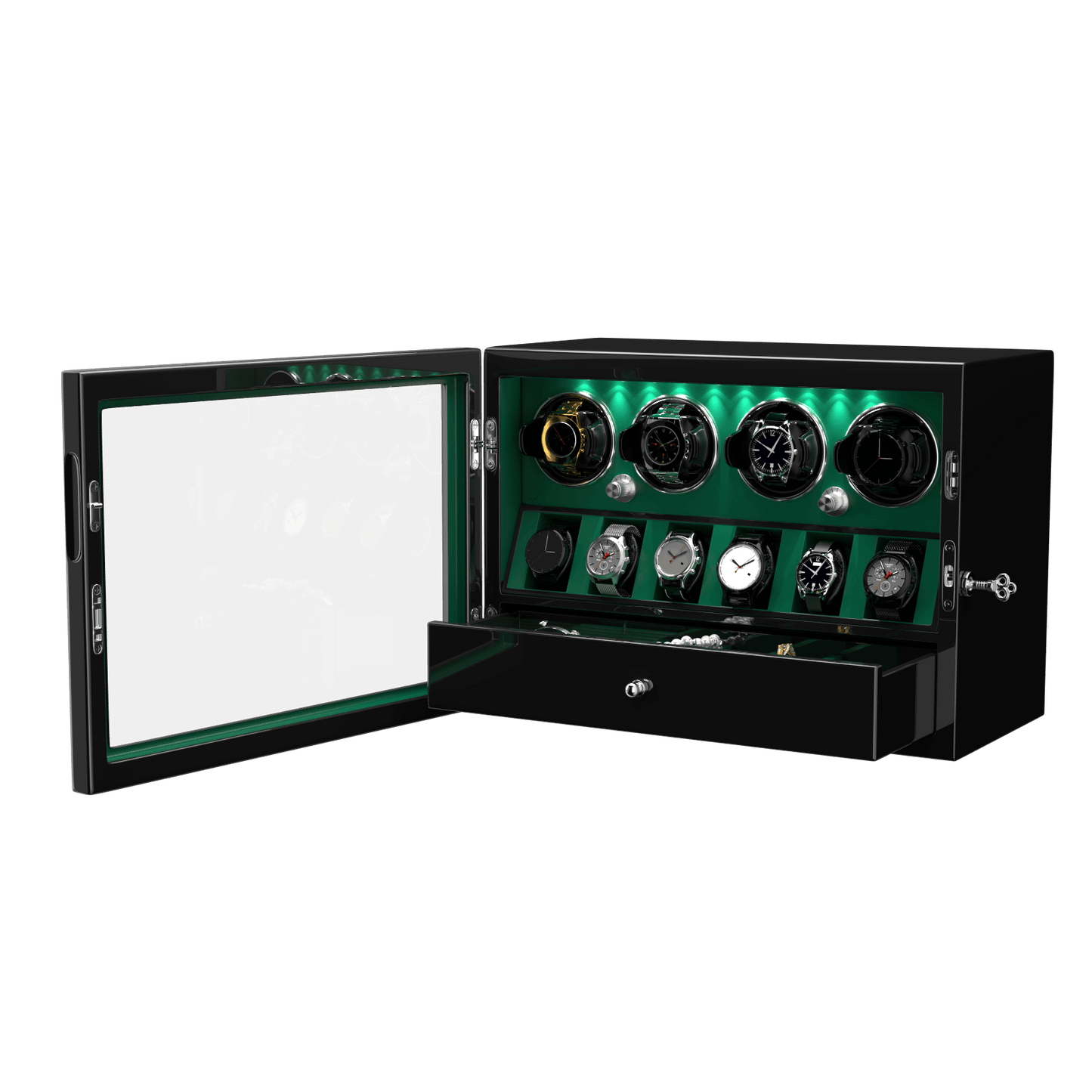 Uhrenbeweger 4 Uhren mit Display für 6 weitere Automatikuhren – Imperial Grün