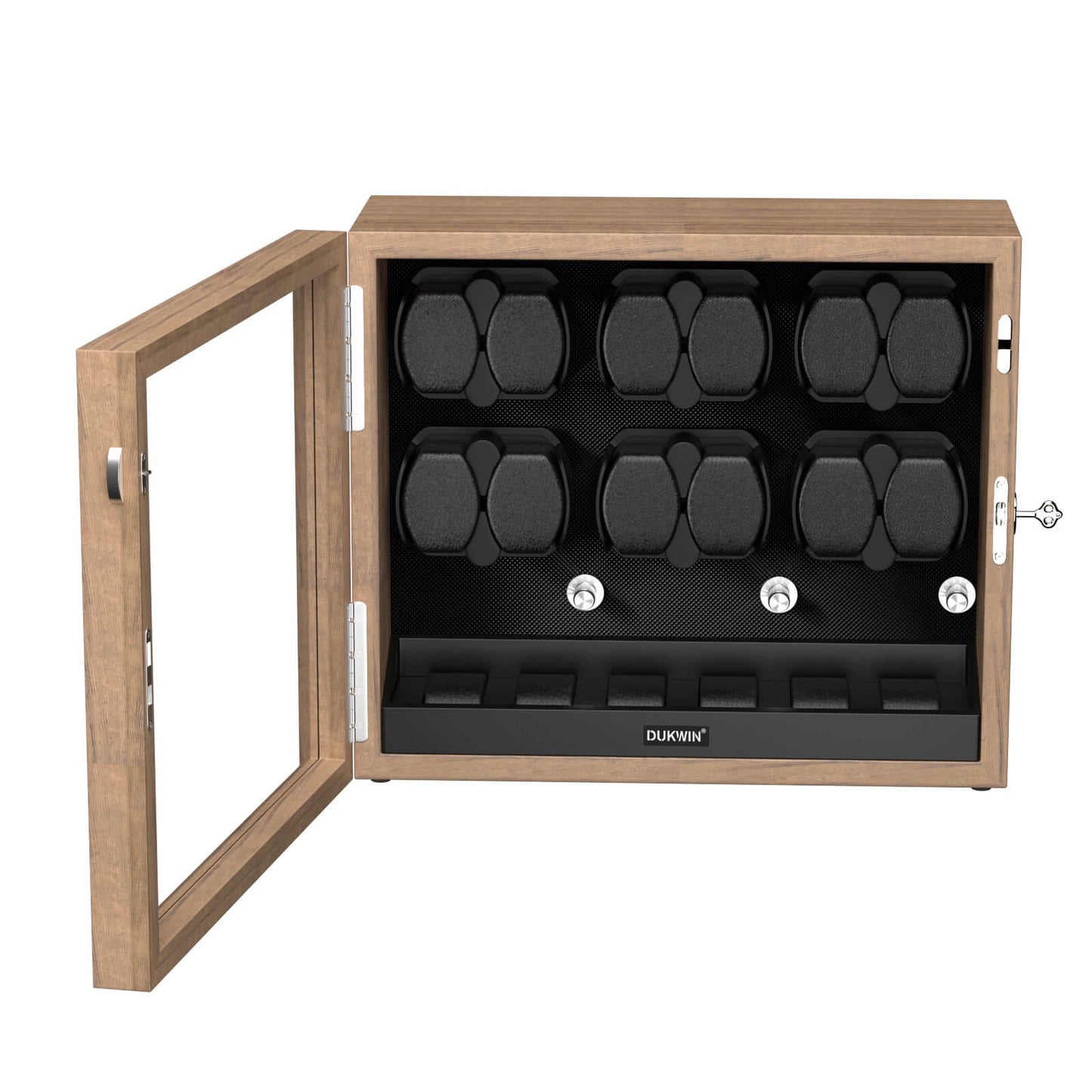 Großer Automatik Uhrenbeweger 12 Uhren (+6 Aufbewahrung) - Leiser Premium Uhrenbeweger für Rolex, Holzoptik mit LED