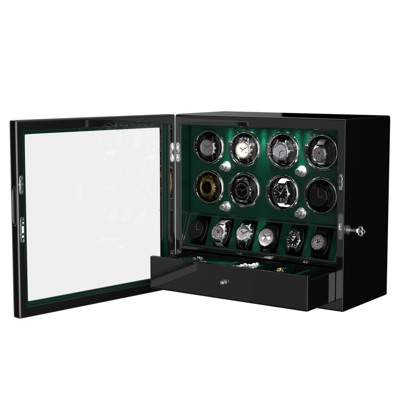 Uhrenbeweger 8 Uhren mit Display für 6 weitere Automatikuhren – Imperial Grün Kollektion
