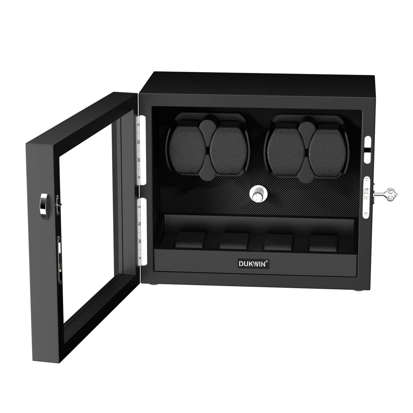 Automatik Uhrenbeweger Horizon 4 + 4 Uhren – Flüsterleise, Ebenholz-Schwarz 