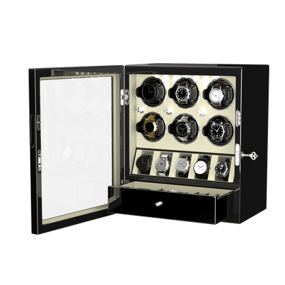 Uhrenbeweger 6 Uhren mit Display für 5 weitere Automatikuhren – Alabaster Weiß Kollektion
