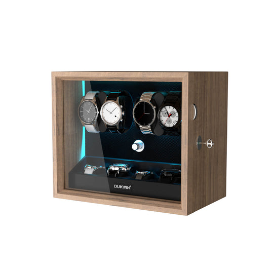 Uhrenbeweger aus Holz mit Maserung (4+4) – Aurora Blau Kollektion