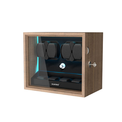 Uhrenbeweger aus Holz mit Maserung (4+4) – Aurora Blau Kollektion
