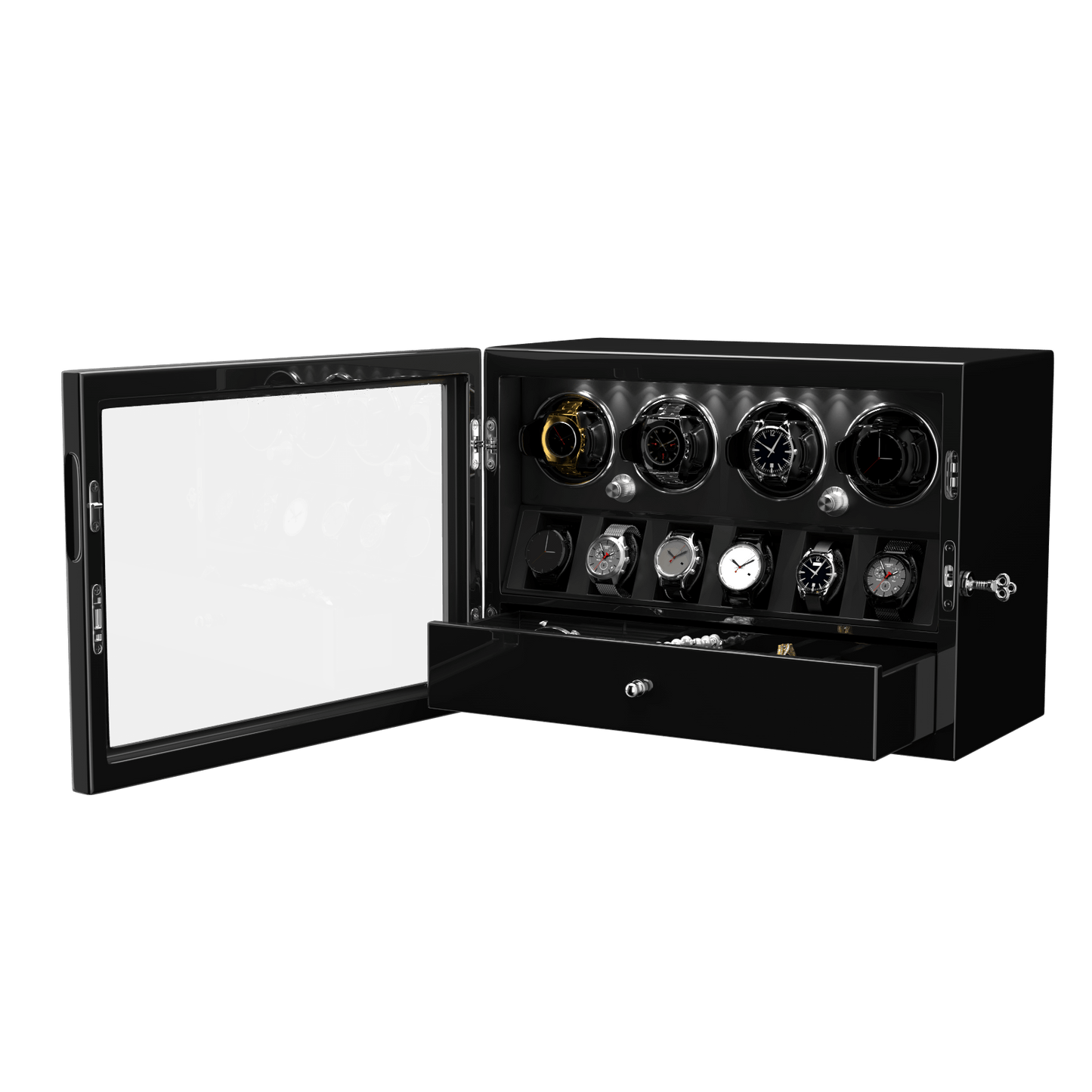Uhrenbeweger 4 Uhren mit Display für 6 weitere Automatikuhren – Obsidian Schwarz
